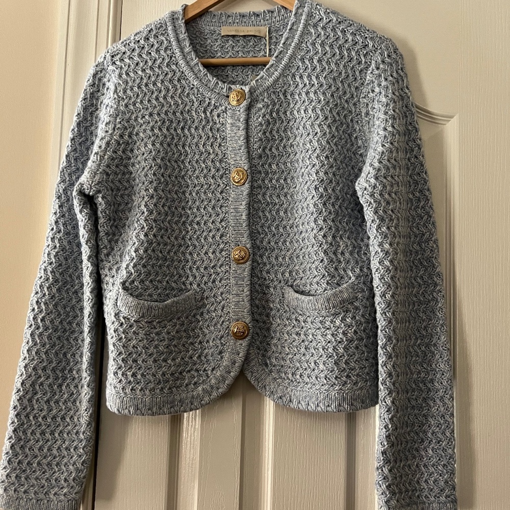 Vaness Bruno Dorina Cardigan Neptune Baby Blue Size Medium NWT